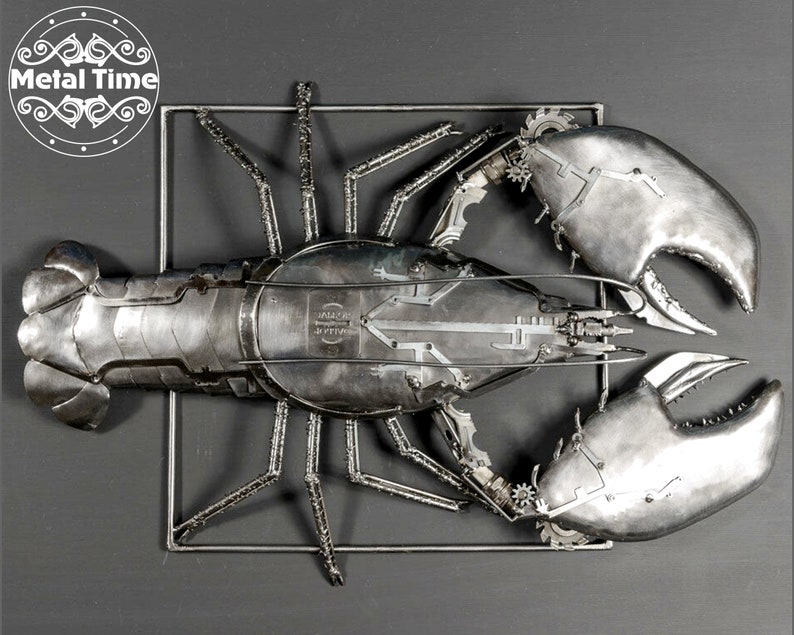 Metal Lobster Panel Picture Marine Art Red Lobster Wall Art Etsy
