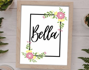 Custom Personalized 8x10 Flower PDF - Girls Room Wall Art Decor - Digital Instant Download PDF