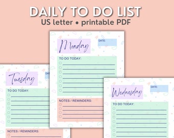 Printable Confetti Daily To Do List Calendar - Digital Download - Letter Size 8.5” x 11” PDF