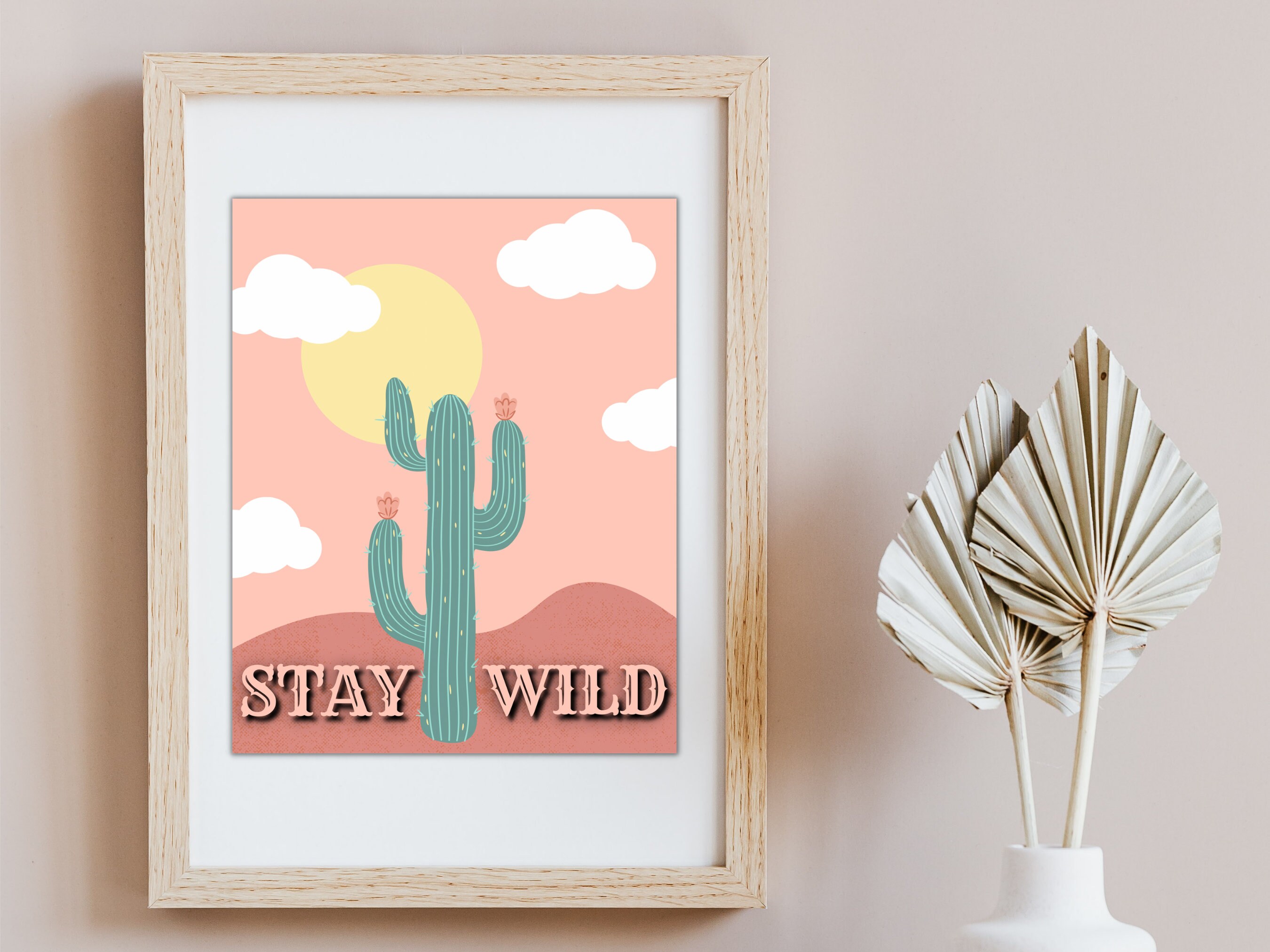 Stay Wild Western Cactus Printable Art 5x7 and 8x10 Digital Download ...