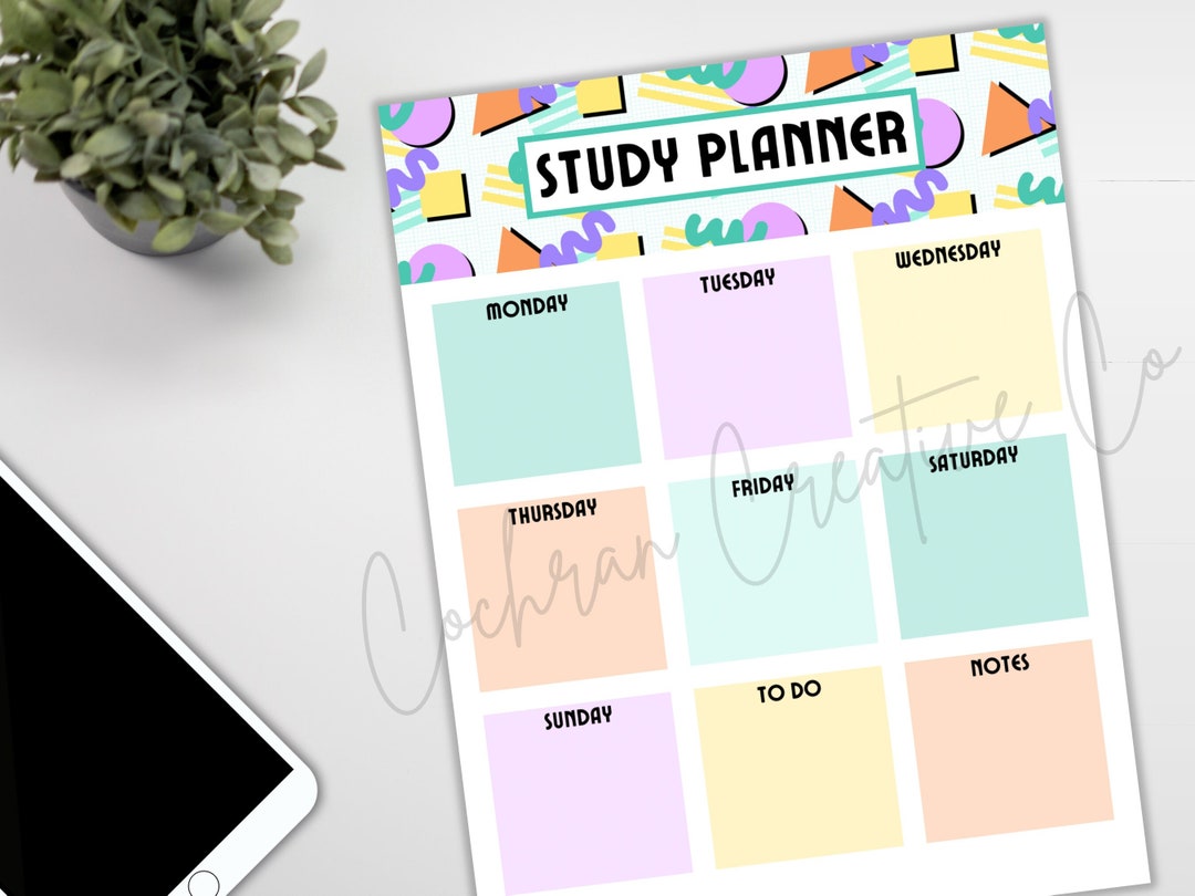 Weekly Study Planner 90s Retro Study Planner Instant Download PDF ...