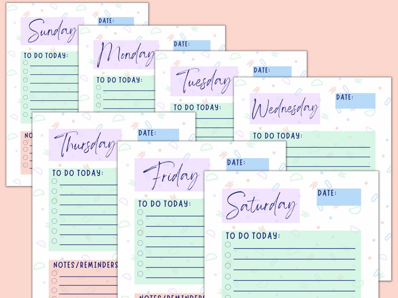 Printable Daily to Do List Calendar Digital Download Etsy