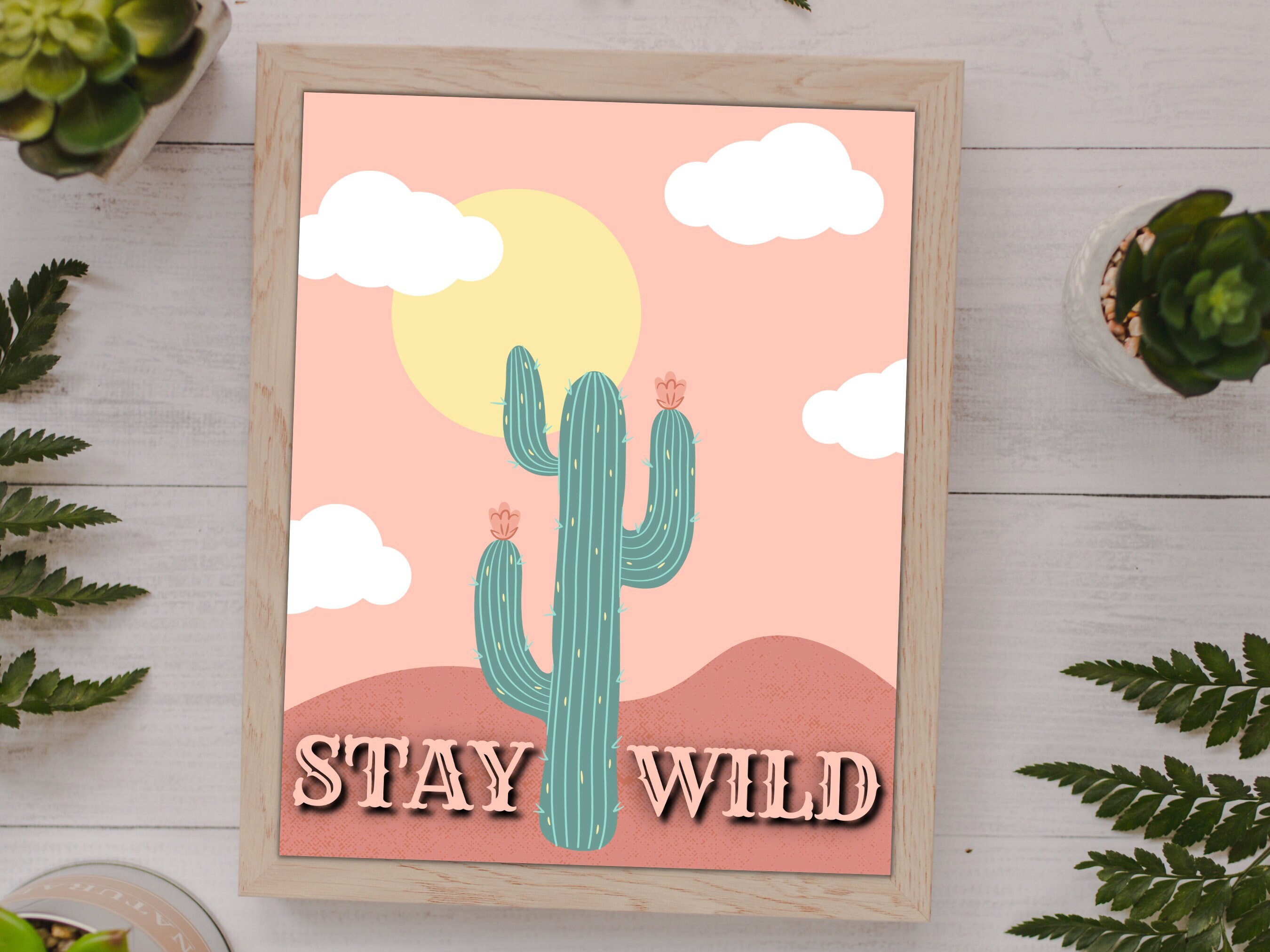 Stay Wild Western Cactus Printable Art 5x7 and 8x10 Digital Download ...