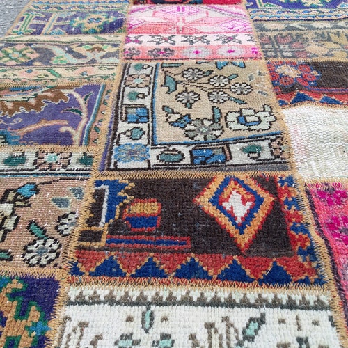 Oval rug runner 2.6x4.9ft,patchwork rug,turkish rug,kitchen shops runner rug,multi color rug,oushak runner,handmade rug,bohemian rug,oval area rug