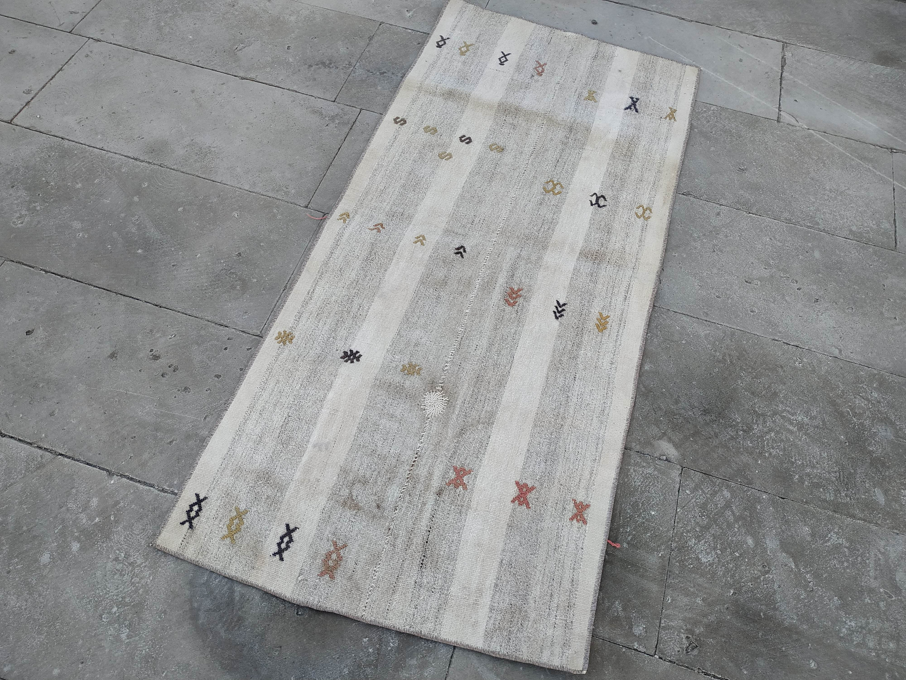 Tapis kilim Vintage 2.1x4.7Ft