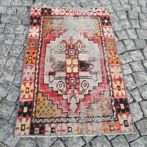 Turkish Rug 3.6x2.4 shops ft,distressed rug,small area rug,hand hooked rug,kitchen rug,oushak runner rug,tribal rug,boho decor rug,Anatolian rug