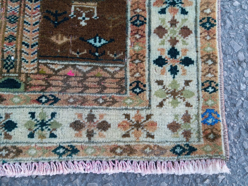Small Area Rug 2.9x3.8 ft,vintage Persian rug,colorful rug,distressed rug,Moroccan rug,Bohemian rug,small rug runner,Brown Turkish Rug