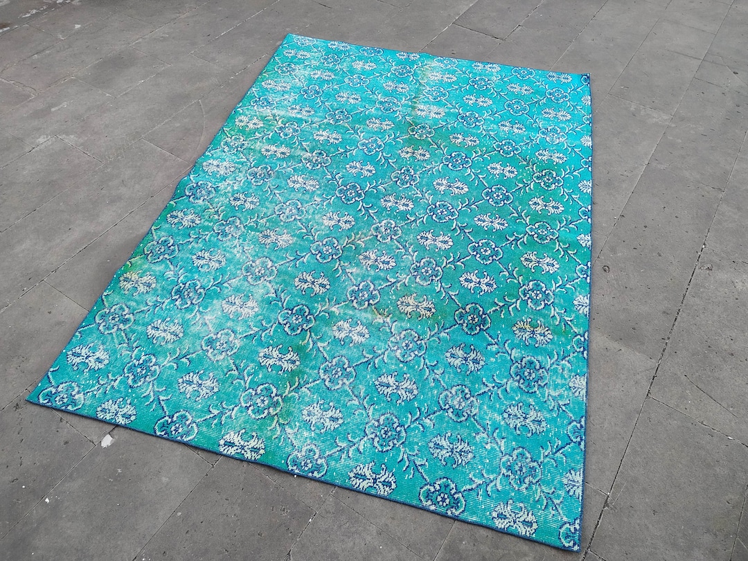 Blue Rug Vintage Blue Rug 5x7 Large Blue Rug Turkish Rugs Etsy