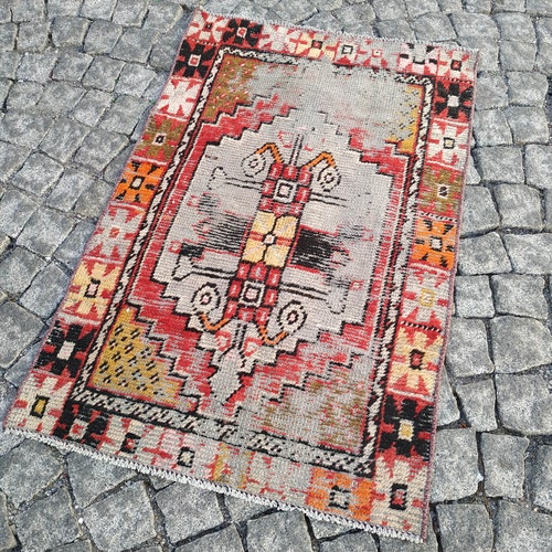 Turkish Rug 3.6x2.4 shops ft,distressed rug,small area rug,hand hooked rug,kitchen rug,oushak runner rug,tribal rug,boho decor rug,Anatolian rug