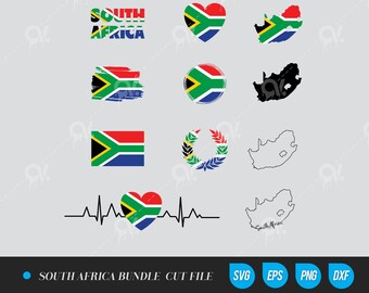 South Africa Flag Map SVG Bundle: Cricut, Silhouette Cut Files (Digital Download)