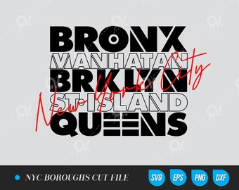 New York City Boroughs Brooklyn, Bronx, Ai,Eps,Png, Svg file for Silhouette Cameo, Curio, cut file for cutting machines, instant download