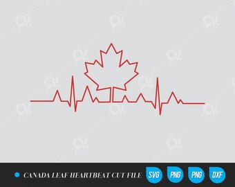 Canada leaf heartbeat pulse SVG cut files vector files Clip art Cut files instant download