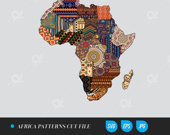 African Countries Patterns Map  all Countries Ai. Eps, Jpg, SVG file for Silhouette Cameo, cut files