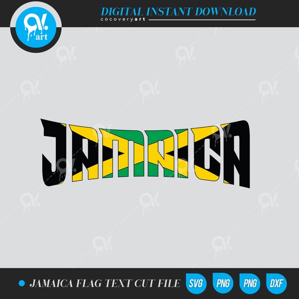 Jamaica Flag Text SVG cut files vector files Clip art Cut files instant download