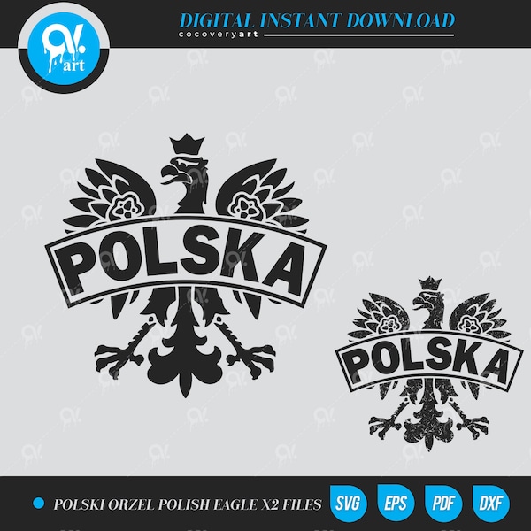 Polski Orzel Polish Eagle 2 archivos SVG archivos de corte archivos vectoriales Clip art Cortar archivos descarga instantánea
