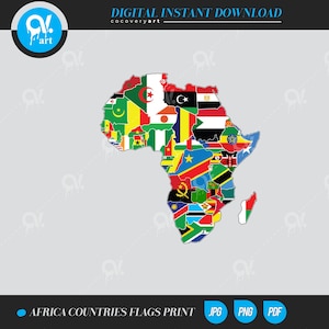 African Countries Map Flags all Countries Jpg, Png , Pdf , Great for  Sublimation ready for printing 300 dpi