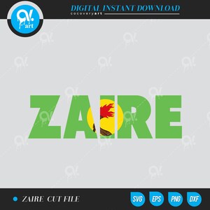 ZAIRE Congo Texto Palabra Carta Tipografía Bandera País Nación Mundial Mapa Elemento de diseño Cita Logotipo SVG PNG Clipart Vector Cut Cutting File