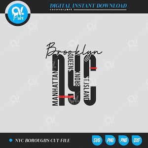 Brooklyn New York City Boroughs SVG file di taglio file vettoriali Clip art File di taglio download immediato