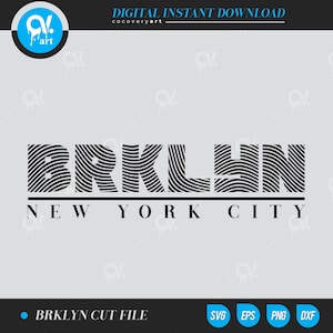 Brooklyn New york City Svg, Dxf, Eps, file Png per Silhouette Cameo, Curio, file di taglio per macchine da taglio, download istantaneo