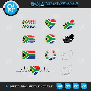 Südafrika Bundle Flagge Karte SVG, Eps, Dxf Datei für Silhouette Cameo, Curio, Schneidedatei für Schneidemaschinen, sofort Download