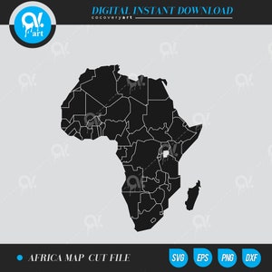 Afrika Karte Dateien Schnittdatei für Schneidemaschinen, Ai, Eps, Dxf, Jpg, Png, SVG Datei sofort download