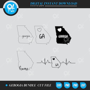 Georgia SVG Bundle: State Outline Cut Files (Digital Download)
