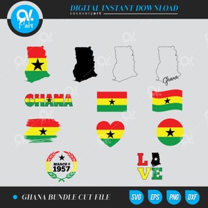 GHANA Bundle African Country World National Nation Flag PNG SVG cut file for cutting machines,Graphic Download Printable File