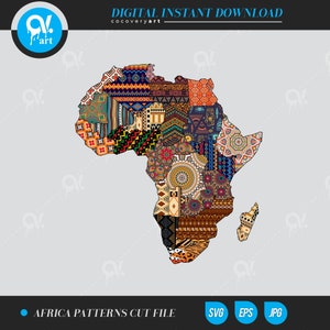 I modelli dei paesi africani mappano tutti i paesi Ai. Eps, Jpg, file SVG per Silhouette Cameo, file tagliati