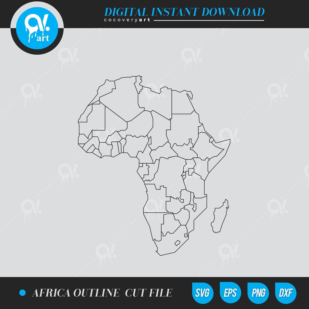 Africa Map Outline 2 Files Cut File for Cutting Machines, Ai, Eps, Dxf ...