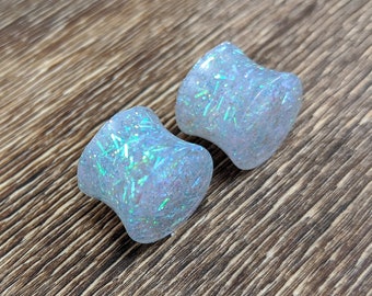 Rainbow Iridescent Glitter Round Plugs, Glitter Plugs, Rainbow Gauges, Double Flare Plugs, Iridescent Plugs, Handmade Plugs, Rainbow Glitter