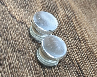 Silver Metallic Foil Plugs, Silver Gauges, Double Flare Plugs, Clear Plugs, Silver Plugs, Metal Leaf Gauges, Handmade Plugs, Resin Plugs