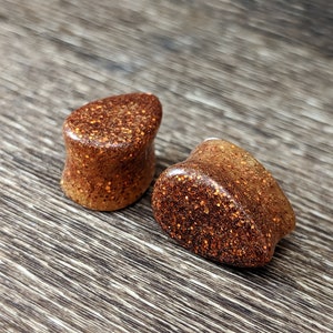Pumpkin Spice Glitter Teardrop Plugs, Teardrop Gauges, Tear Drop, Double Flare Plugs, Pumpkin Orange,Handmade Plugs,Resin Plugs,Orange Plugs