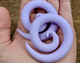 Serpentine Coil,Hoop,Clay Gauges Handmade Gauged Earrings Spiral Customizable One Color Gauges Teardrop Squid Custom Size Color Shape