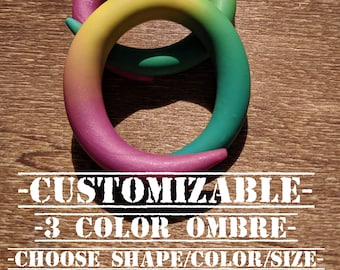 Customizable 3 Color Ombre Gauges, Handmade Gauged Earrings, Custom Size Color Shape, Spiral, Serpentine, Teardrop, Squid, Coil, Hoop,Gauges