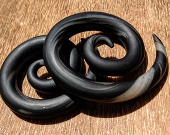 Black Granite Graphite Marbled Gauges, Handmade Clay Gauges, Gauged Ears, Ear Plugs, Mens Gauges, Faux Stone Gauges, Customizable Jewelry