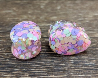 Pastel Confetti Teardrop Plugs, Easter Plugs, Teardrop Gauges, Cute Plugs, Double Flare Plugs, Easter Gauges, Glitter Gauges, Resin Plugs