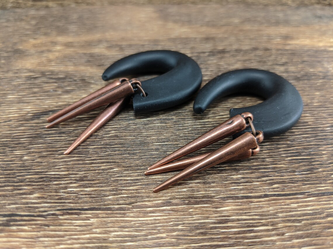 Black and Bronze Spike Gauges Halloween Plugs Customizable Etsy Australia