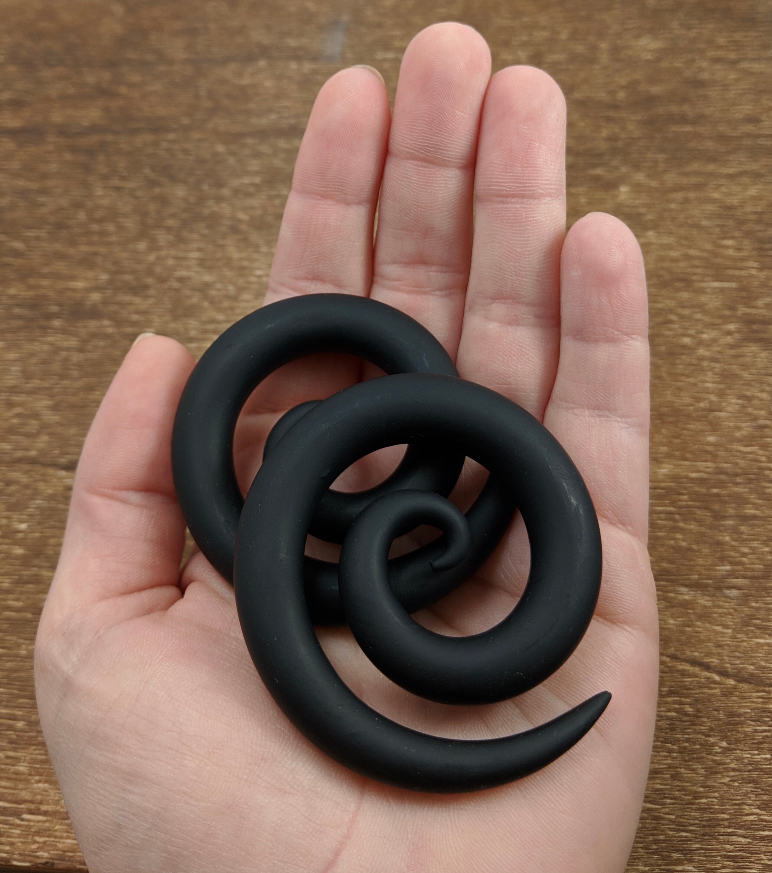 Matte Black Spiral Gauged Earrings Gauges Handmade Earrings Etsy