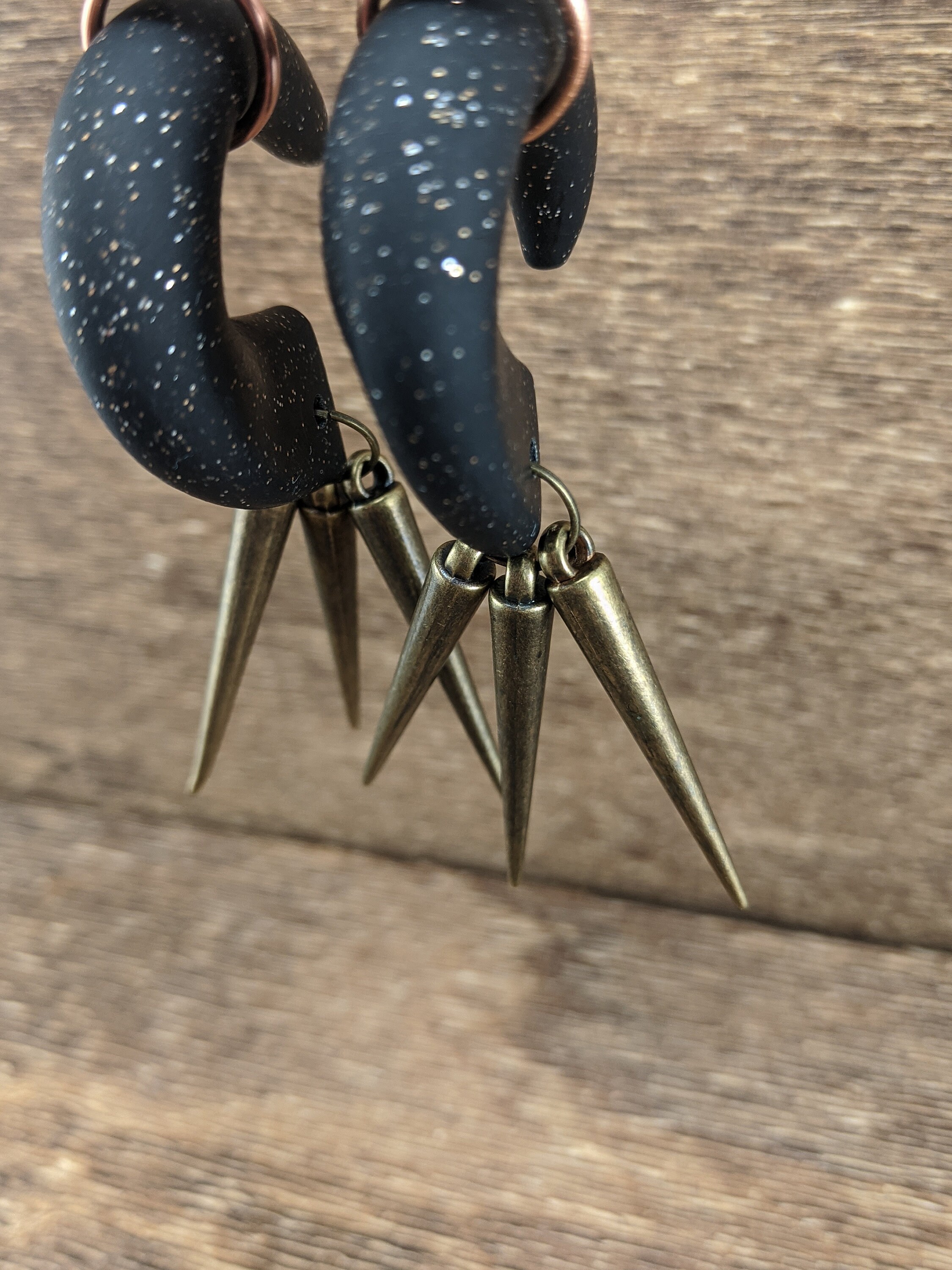 Black Gold Glitter Spike Gauges Halloween Plugs Etsy