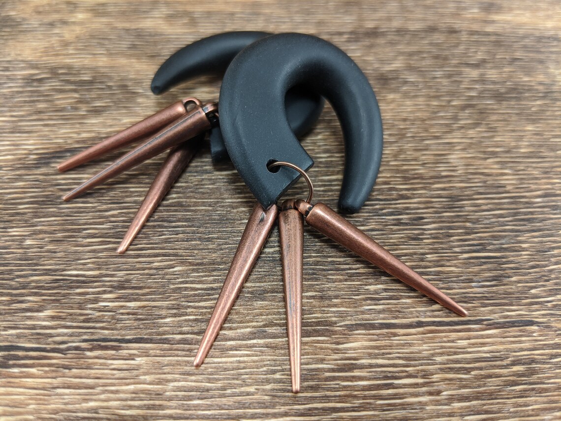 Black and Bronze Spike Gauges Halloween Plugs Customizable Etsy Australia