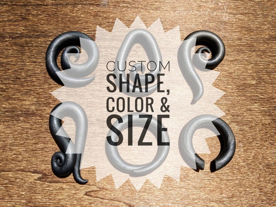 Serpentine Coil,Hoop,Clay Gauges Handmade Gauged Earrings Spiral Customizable One Color Gauges Teardrop Squid Custom Size Color Shape