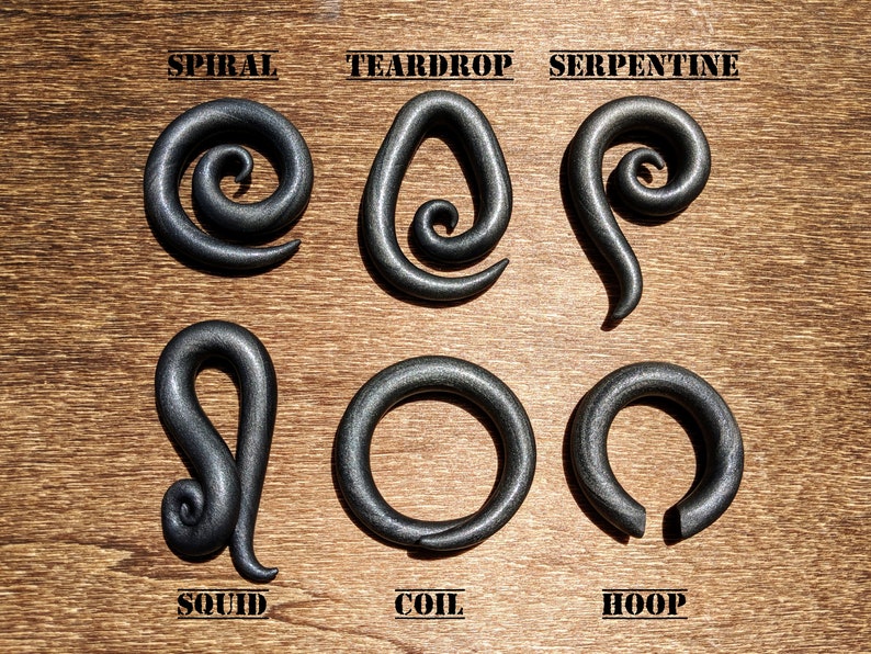 Serpentine Coil,Hoop,Clay Gauges Handmade Gauged Earrings Spiral Customizable One Color Gauges Teardrop Squid Custom Size Color Shape