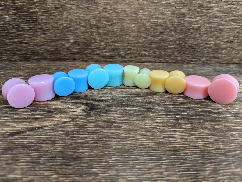 Pastel Rainbow Plug Set Six Color Plug Set Round Gauges - Etsy