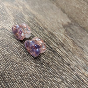 Amethyst and Copper Leaf Teardrop Plugs, Teardrop Gauges, Gemstone Plugs, Double Flare Plugs, Amethyst Gauges, Copper Flake, Purple Plugs image 10