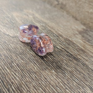 Amethyst and Copper Leaf Teardrop Plugs, Teardrop Gauges, Gemstone Plugs, Double Flare Plugs, Amethyst Gauges, Copper Flake, Purple Plugs image 8