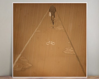 Amsterdam in the rain - illustration - wall art - art print - Holland - home decor - cycling - Netherlands - atmospheric - urban