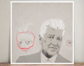David Lynch - ilustración - arte mural - impresión artística - retrato - decoración del hogar - Hollywood - director de cine - icono - arte digital