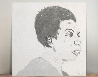 Nina Simone - dibujo lineal - icono - lámina artística - retrato - decoración del hogar - jazz - músico - mujeres geniales - EE. UU. - menos es más - dibujo