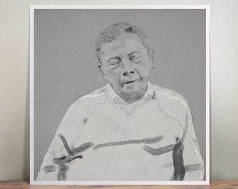 Eckhart Tolle - ilustración - arte de pared - impresión artística - retrato - decoración del hogar - blanco y negro - icono - espiritualidad - zen
