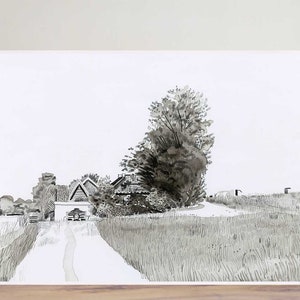 Holländische Landschaft - Skizze - Illustration - Wand Kunst - Kunstdruck - Stift & Tusche - Wohndeko - Landschaft - Friesland - Holland - Zen - Zen - friedlich